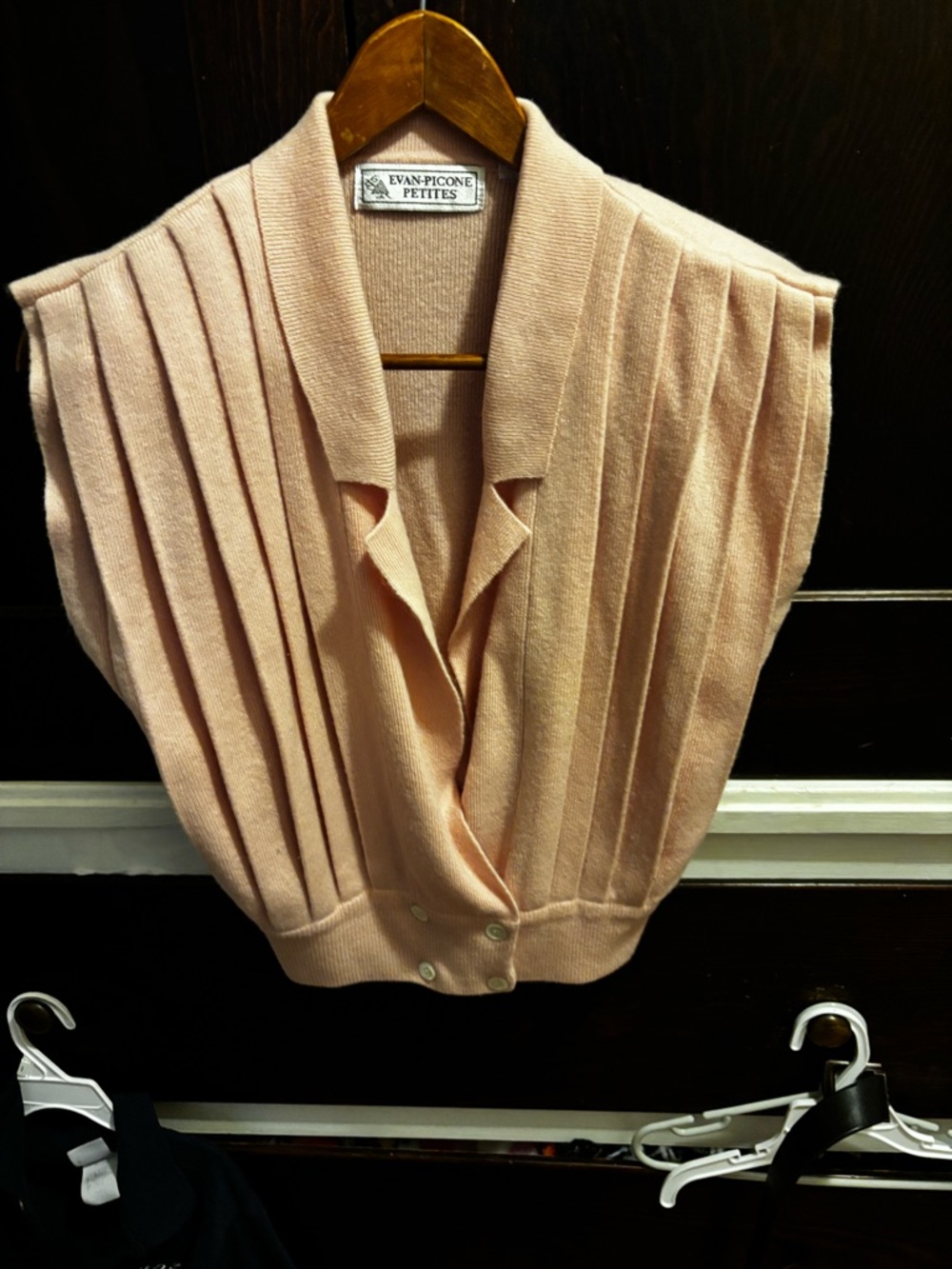 Evan Picone Petite Soft Pink Pleated Knit Vest